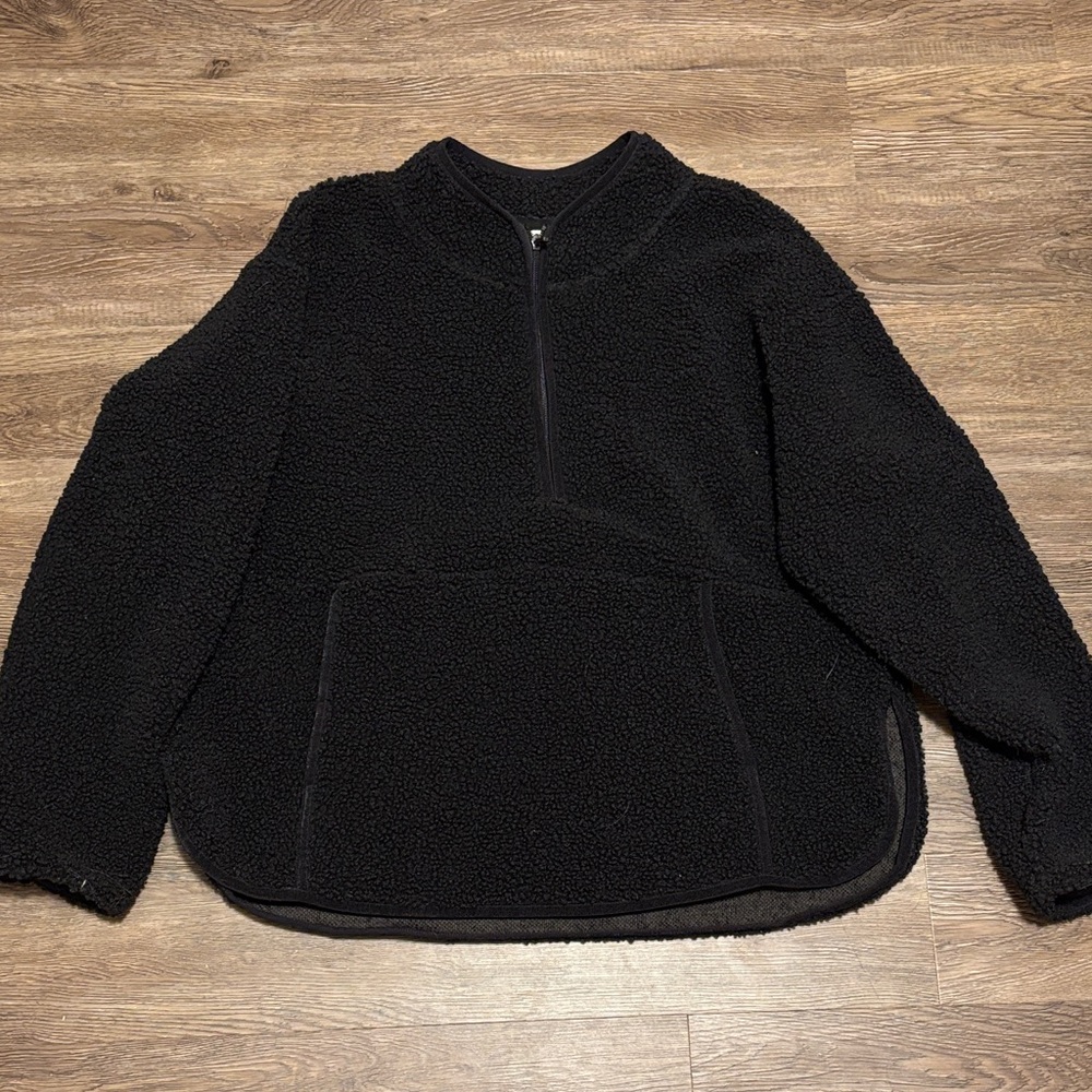 women’s black sherpa quarter zip
